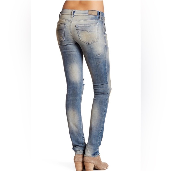 Diesel Grupee Super Slim Skinny Lo-Rise Jean Distressed Made Italy, Sz 26 - Picture 3 of 16